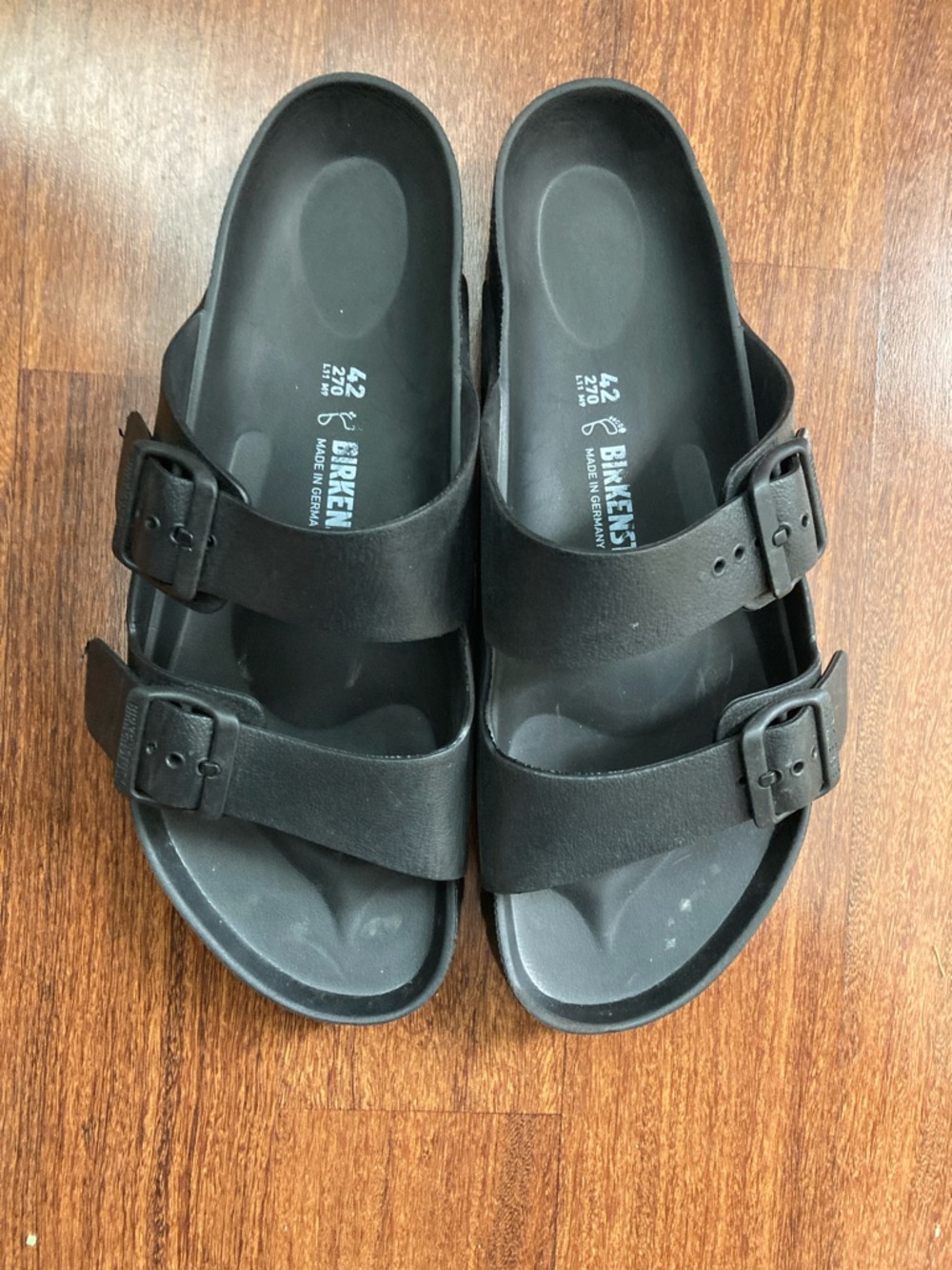 Birkenstock Arizona EVA Double Strap Sandals - Black Sz 11 - Picture 2 of 6